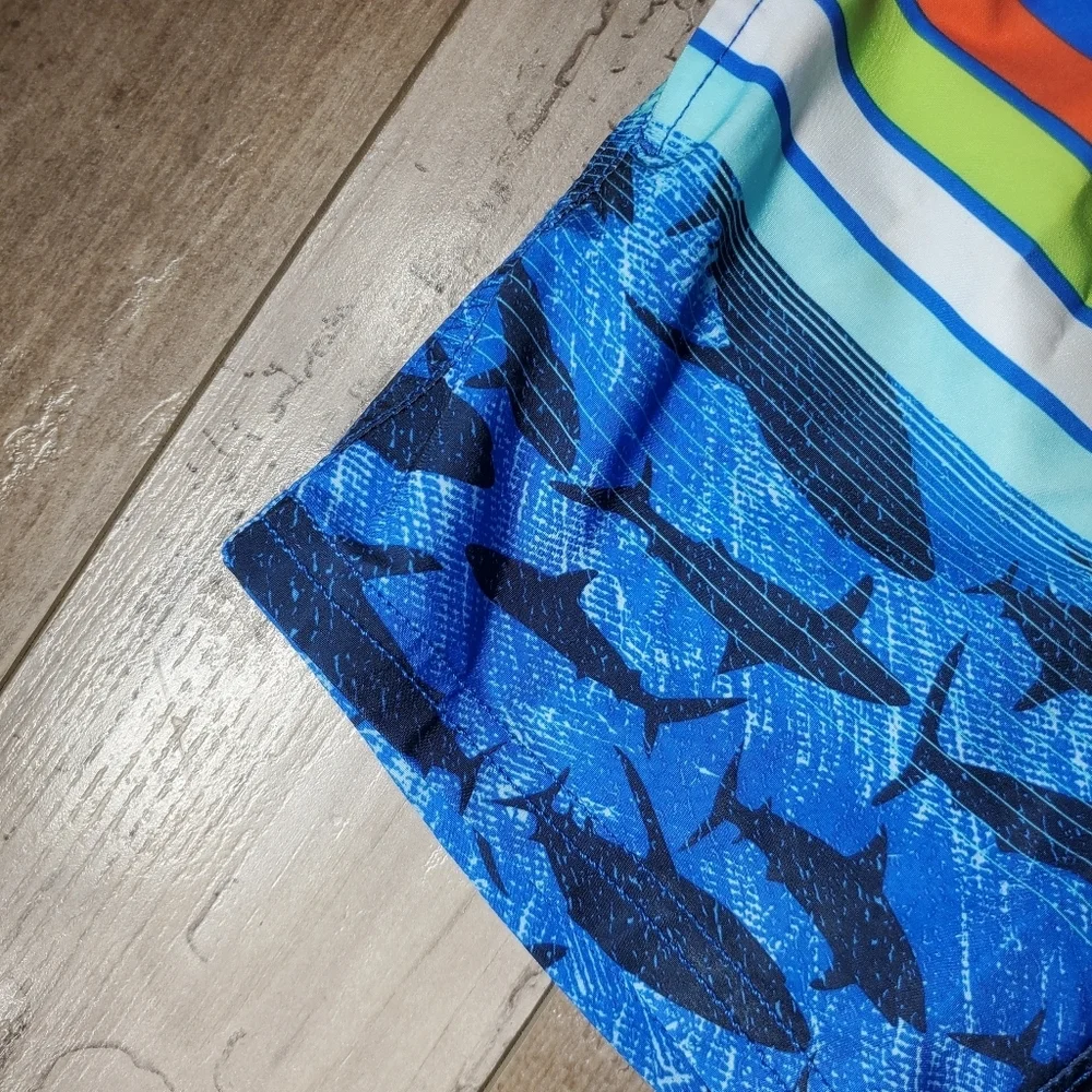 Wonder Nation Boys Swim Trunks with UPF 50+ Size XS (4-5) NWOT Blue Sharks